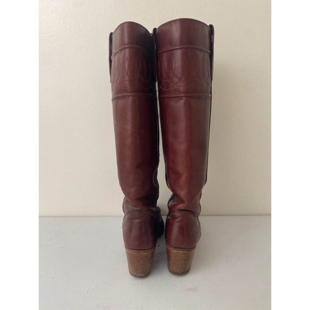 Vintage Dexter Pull On Tall Boots Shoes Brown - Picture 6 of 9